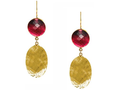 Gemshine - Ohrringe mit goldgelben Citrin Ovalen und roten