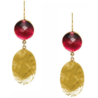 Gemshine - boucles d'oreilles avec des ovales de citrine jaune doré et rouge