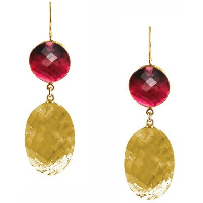 Gemshine - earrings with golden yellow citrine ovals and red