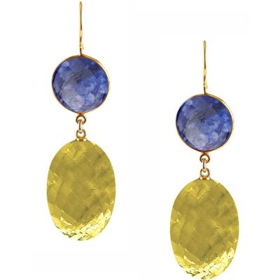 Gemshine earrings with golden yellow citrine ovals and deep blue ones