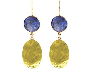 Boucles d'oreilles Gemshine avec des ovales de citrine jaune doré et des bleus profonds 3