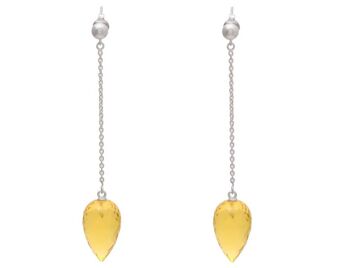 Boucles d'oreilles Gemshine avec des pierres précieuses en forme de larme de citrine jaune doré 3