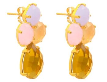 Boucles d'oreilles Gemshine avec gouttes de citrine jaune doré et rose 1