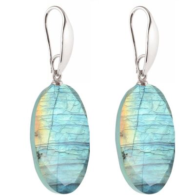 Boucles d'oreilles Gemshine avec ovales de labradorite grise scintillante