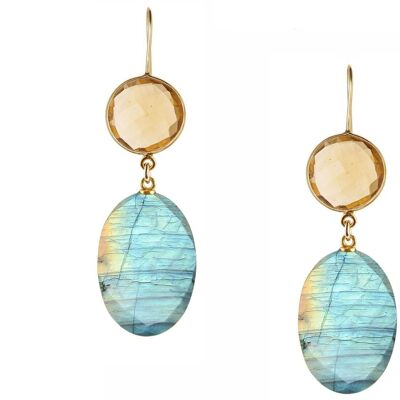 Gemshine - earrings with gray shimmering labradorite ovals