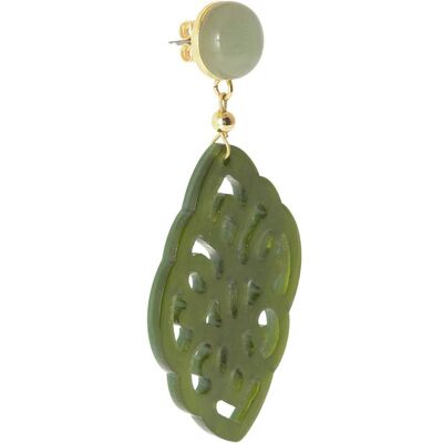 Boucles d'oreilles Gemshine avec cabochons de pierres précieuses de calcédoine verte