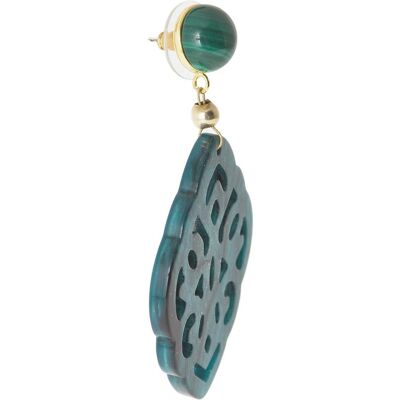 Gemshine earrings with green malachite cabochons