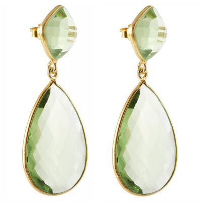 Gemshine earrings with green prasiolite quartz drops