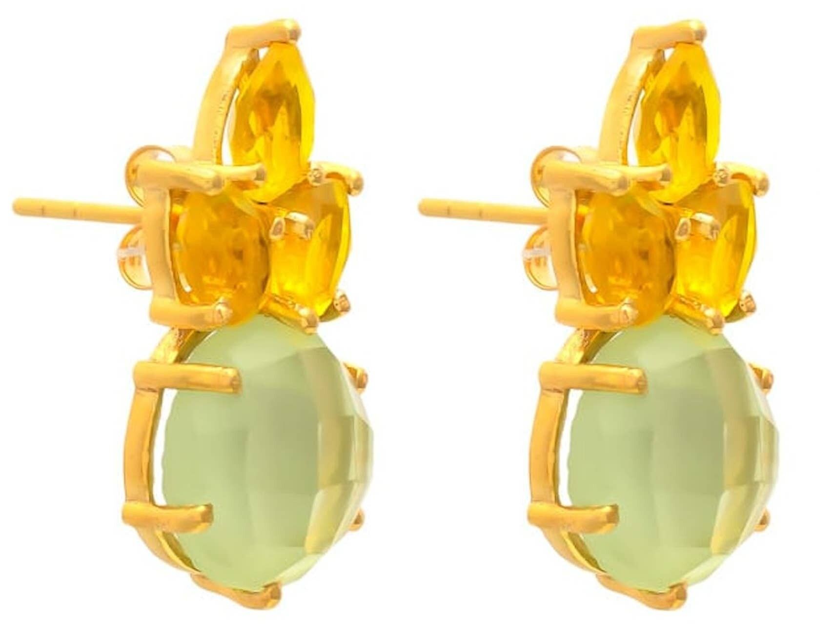 Orecchini Gemshine con prasiolite verde e giallo dorato
