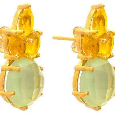 Gemshine earrings with green prasiolite and golden yellow