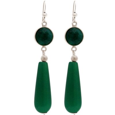 Pendientes Gemshine con esmeraldas verdes y gema de jade