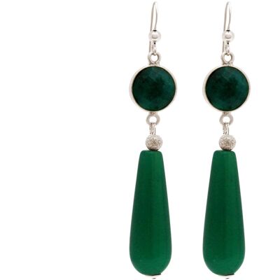 Gemshine Ohrringe mit grünen Smaragden und Jade Edelstein