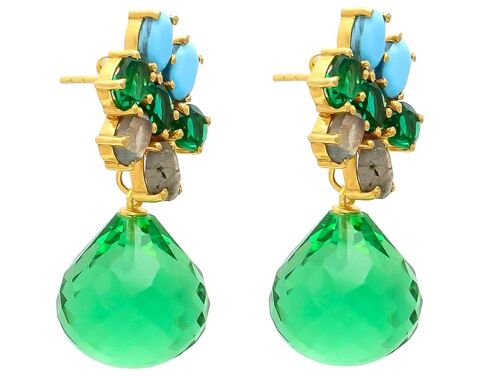 Gemshine Ohrringe mit grünen Turmalin Quarz Tropfen, Türkise