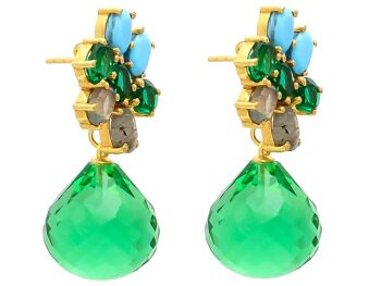 Boucles d'oreilles Gemshine avec gouttes de quartz tourmaline verte, turquoise 1