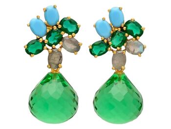 Boucles d'oreilles Gemshine avec gouttes de quartz tourmaline verte, turquoise 3
