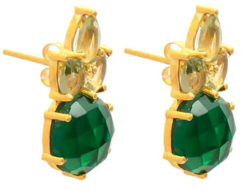 Gemshine Ohrringe mit grünen Turmalin Quarz und hellgrünen