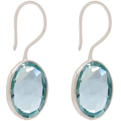 Gemshine earrings with light blue aquamarine quartz. round