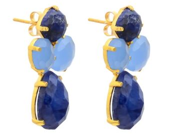 Boucles d'oreilles Gemshine avec gouttes de lapis-lazuli et calcédoine 1