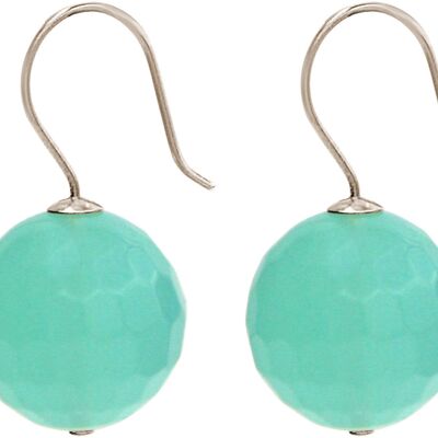 Gemshine earrings with sea green 3-D chalcedony gemstone