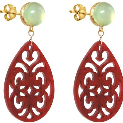 Gemshine - boucles d'oreilles avec pierre gemme de calcédoine vert d'eau