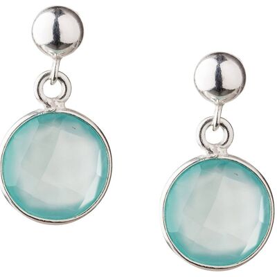 Boucles d'oreilles Gemshine avec des pierres précieuses de calcédoine vert d'eau.