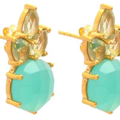 Gemshine earrings with sea green chalcedony and golden yellow