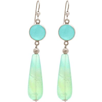 Pendientes gemshine con calcedonia verde mar y ópalo