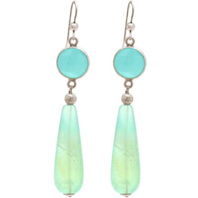 Gemshine Ohrringe mit meeresgrünen Chalcedonen und Opal