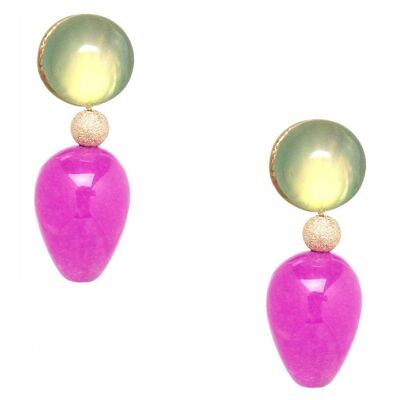 Gemshine earrings with sea green chalcedonies and rose pink