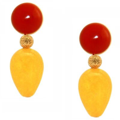 Gemshine earrings with orange-red carnelians and golden yellow ones