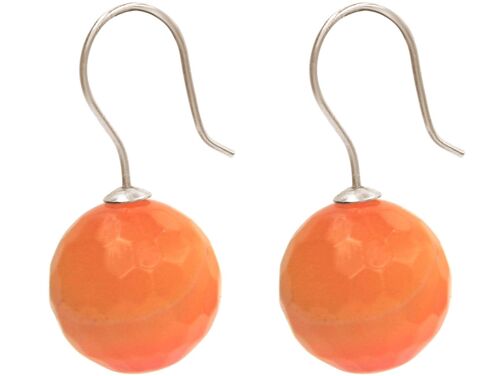Gemshine Ohrringe mit orangenen 3-D Karneol Kugeln in 925