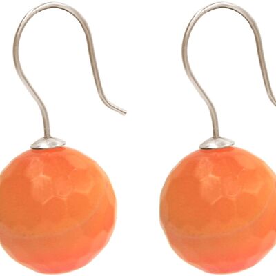 Gemshine Ohrringe mit orangenen 3-D Karneol Kugeln in 925