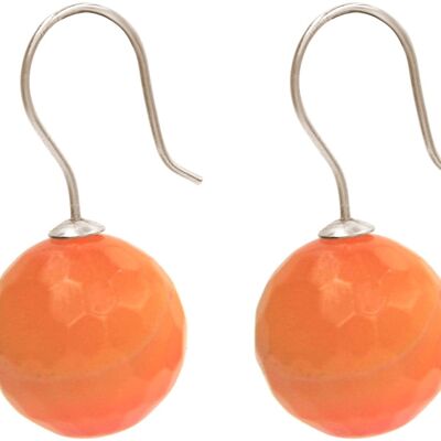 Pendientes Gemshine con bolas naranjas de cornalina tridimensional en 925