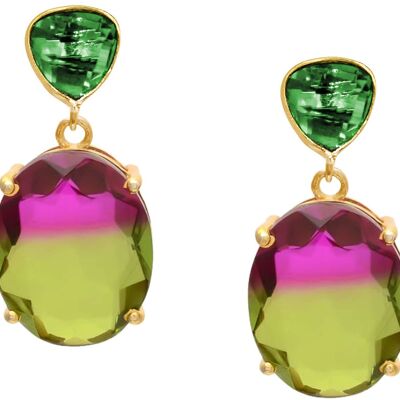 Gemshine earrings with oval tourmaline in quartz gemstones