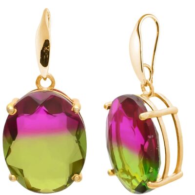 Gemshine - earrings with oval tourmaline quartz gemstones