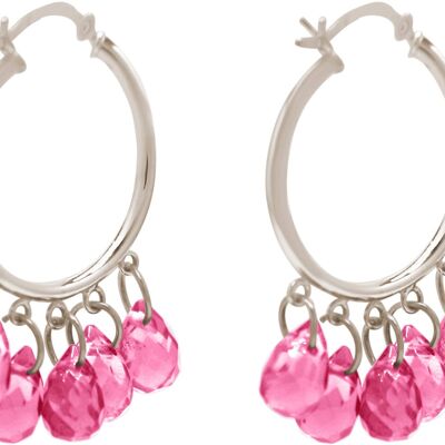 Pendientes Gemshine con piedra preciosa de cuarzo turmalina rosa rosa