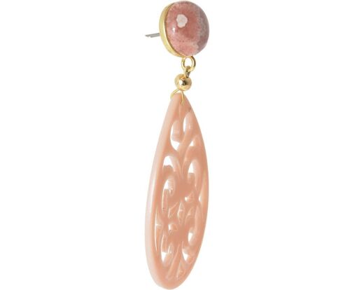 Gemshine Ohrringe mit rosa Rhodonit Edelstein Cabochons und