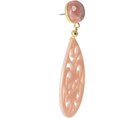Gemshine Ohrringe mit rosa Rhodonit Edelstein Cabochons und