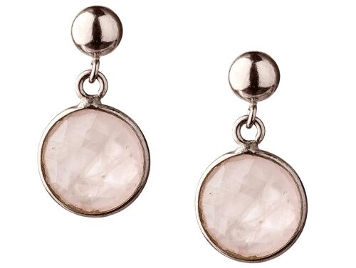 Gemshine Ohrringe mit Rosenquarz Edelsteinen. 925 Silber