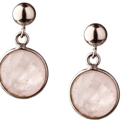 Boucles d'oreilles Gemshine avec des pierres précieuses de quartz rose. 925 argent