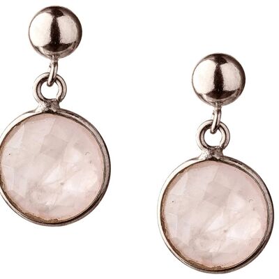 Pendientes Gemshine con gemas de cuarzo rosa. 925 plata