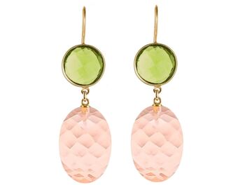 Boucles d'oreilles Gemshine avec ovales en quartz rose et tourmaline verte 3