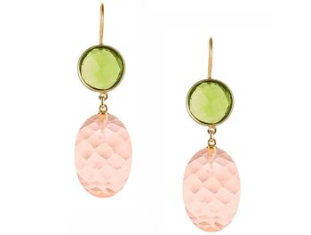Boucles d'oreilles Gemshine avec ovales en quartz rose et tourmaline verte 1