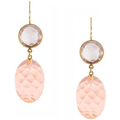 Gemshine earrings with rose quartz ovals and rounds