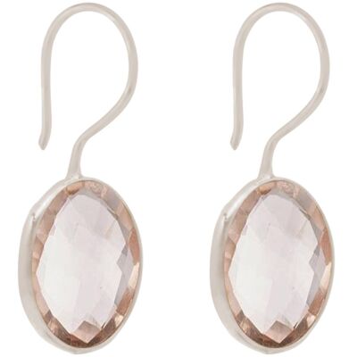 Boucles d'oreilles Gemshine avec quartz rose. Pierres précieuses rondes en 925