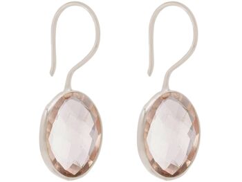 Boucles d'oreilles Gemshine avec quartz rose. Pierres précieuses rondes en 925 1