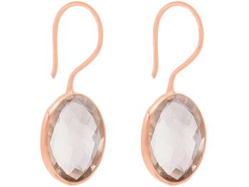 Boucles d'oreilles Gemshine avec quartz rose. Pierres précieuses rondes en 925 4