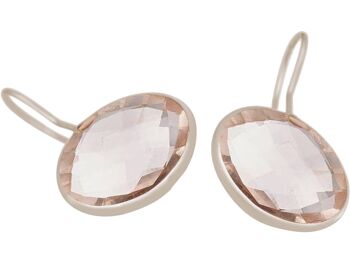 Boucles d'oreilles Gemshine avec quartz rose. Pierres précieuses rondes en 925 2