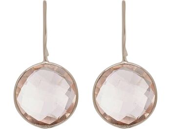 Boucles d'oreilles Gemshine avec quartz rose. Pierres précieuses rondes en 925 3