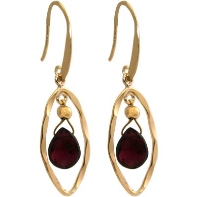 Gemshine earrings with red garnet gemstone drops.